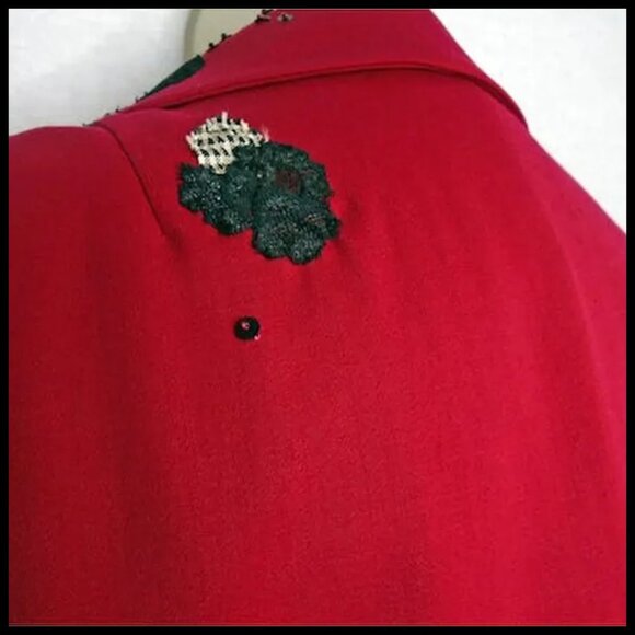Vintage Red Blazer Cropped Jacket Upcycled Don Loper / One Of A Kind - Picture 5 of 15